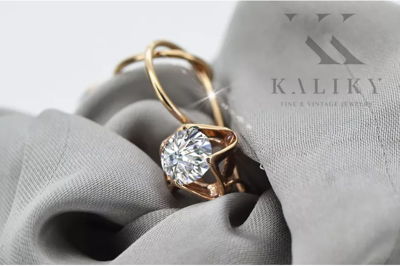 Zircon Original Vintage 14K Rose Gold Earrings Vintage vec142r